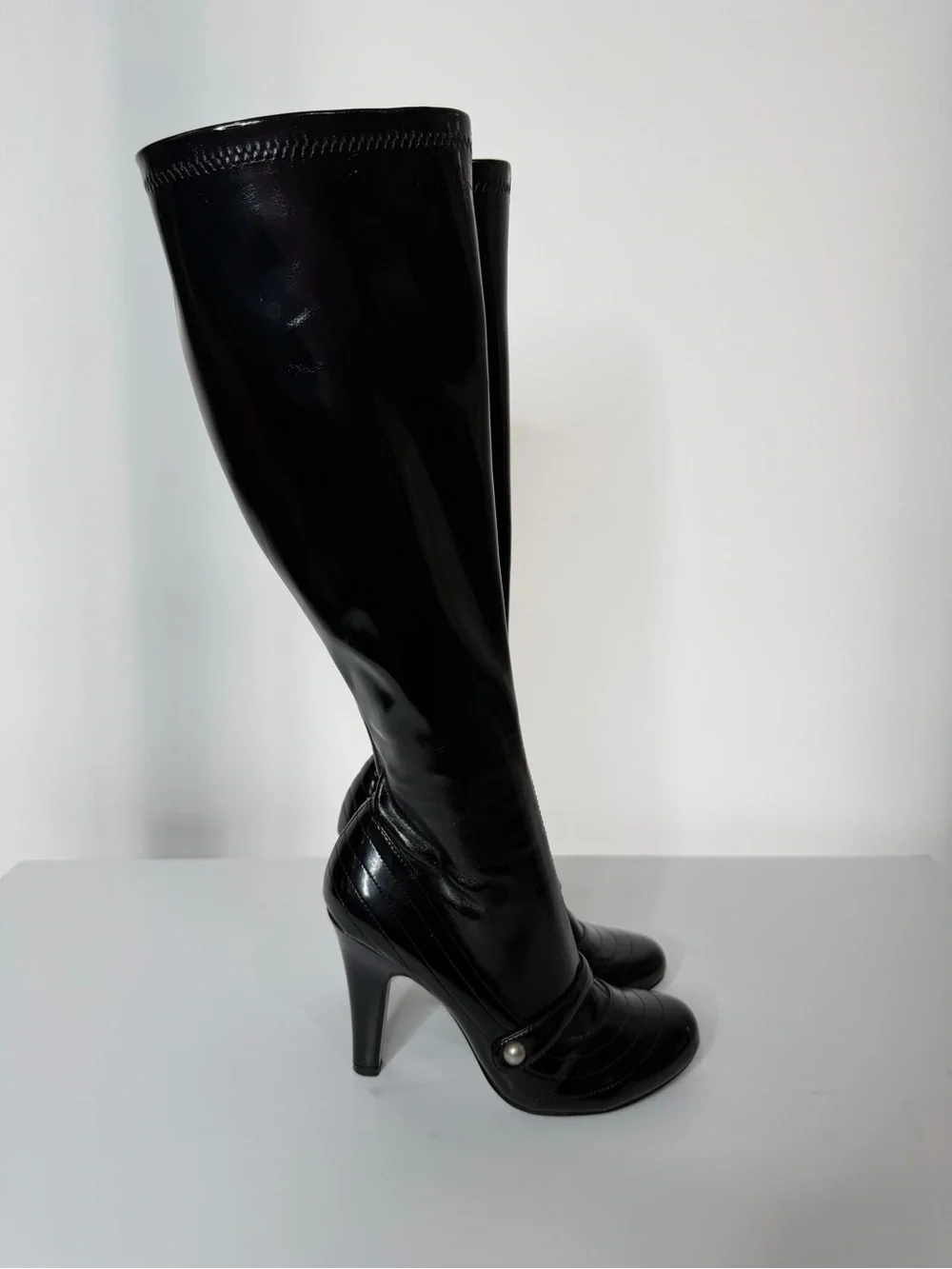 MIA Black Patent Stiletto Boots